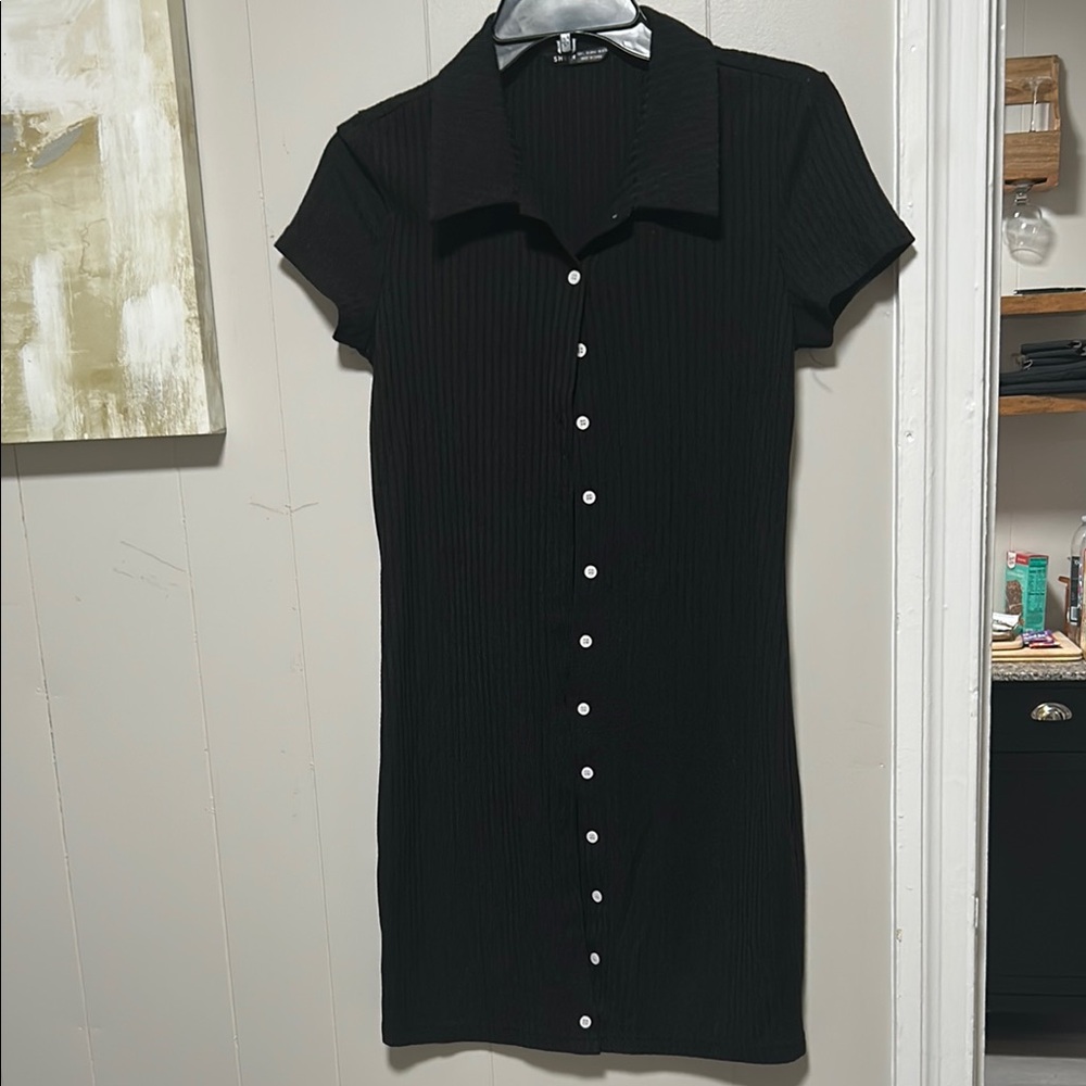 SHEIN Black Mini Dress with Buttons